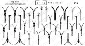 BIS Pure Nails water slider nail design sticker decal ZIPPERS, B45