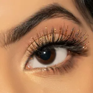 BL Lashes eyelash extensions with glitter sparkles GOLD, 1 line