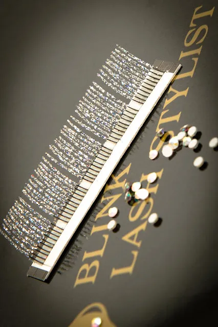 BL Lashes eyelash extensions with glitter sparkles SILVER, 1 line