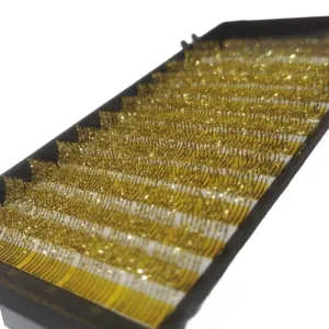 BL Lashes eyelash extensions with glitters GOLD, 12 lines