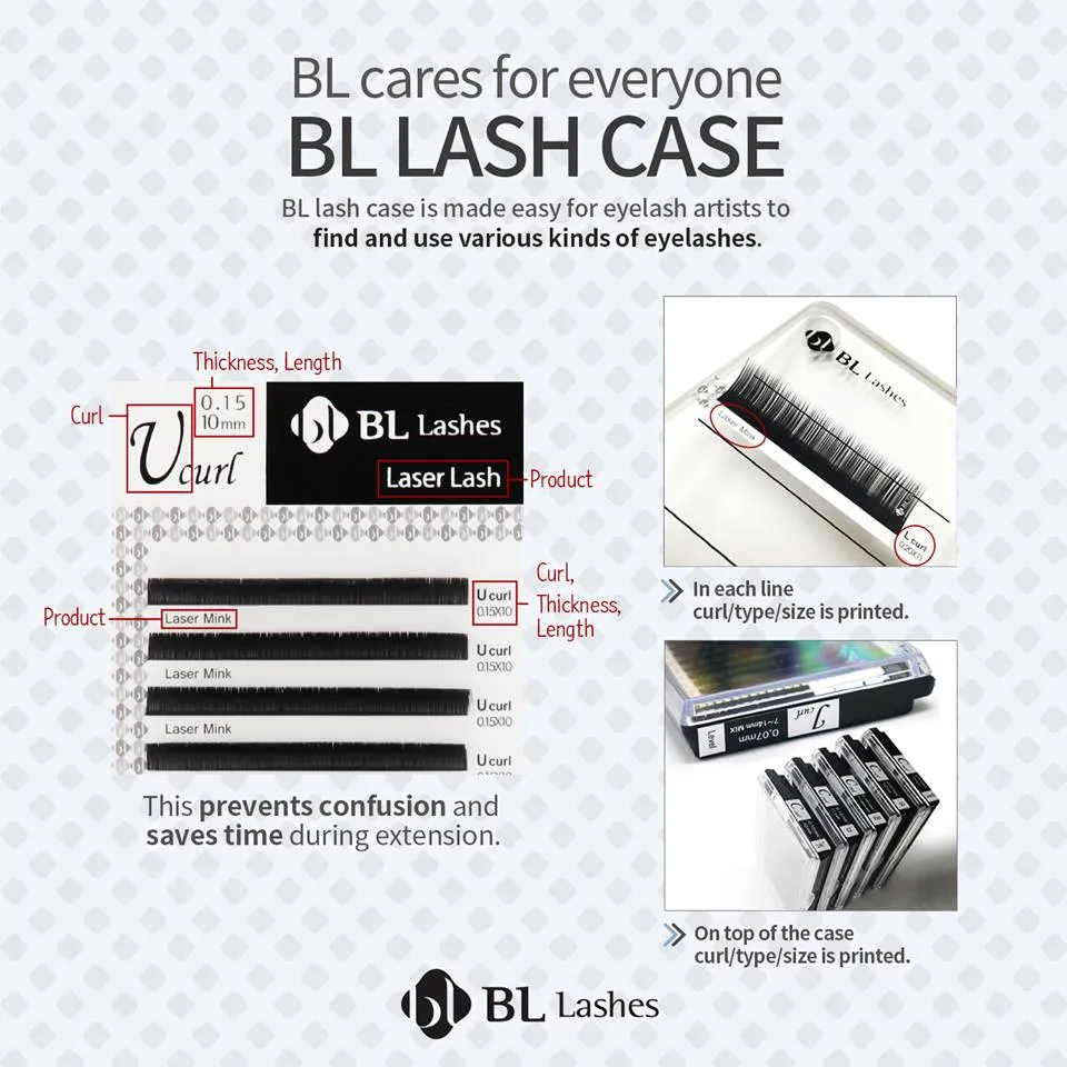 BL Lashes Laser Mink eyelash extensions C-0.12-MIX TRAY