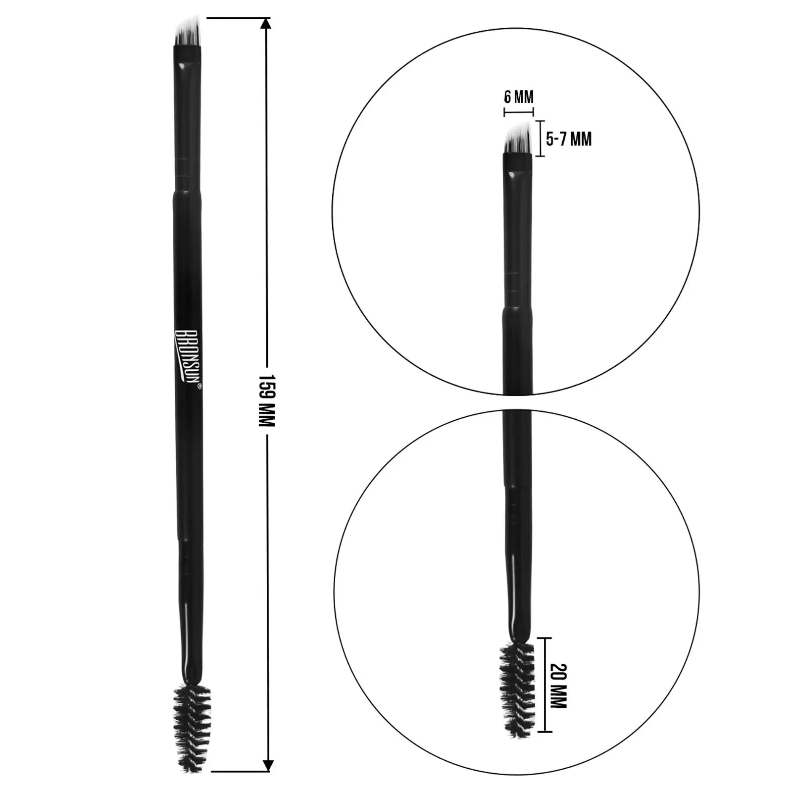 BRONSUN® eyebrow tinting brush, spoolie   angled BRT-0003
