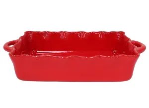 Casafina Stoneware Ceramic Dish Cook & Host Collection Large Rectangular Baker Casserole, (Red) L14"xW10"