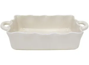 Casafina Stoneware Ceramic Dish Cook & Host Collection Medium Rectangular Baker Casserole, (Cream) L11"xW8.5"