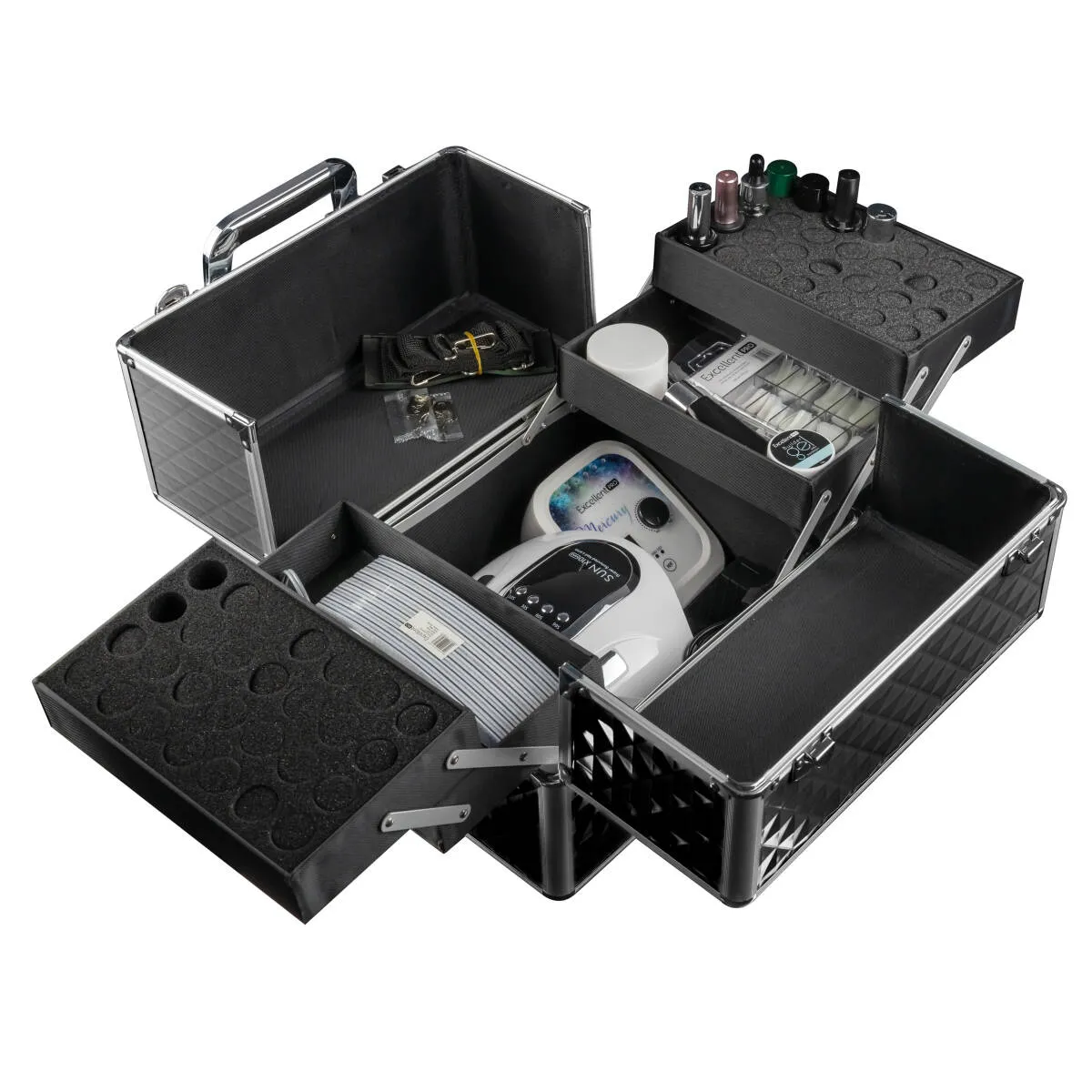 Cosmetic suitcase L2 with 3D design black, 32 x 27 x 25 cm