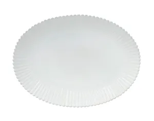 COSTA NOVA Pearl Collection Stoneware Ceramic Oval Platter Extra Large 20", White
