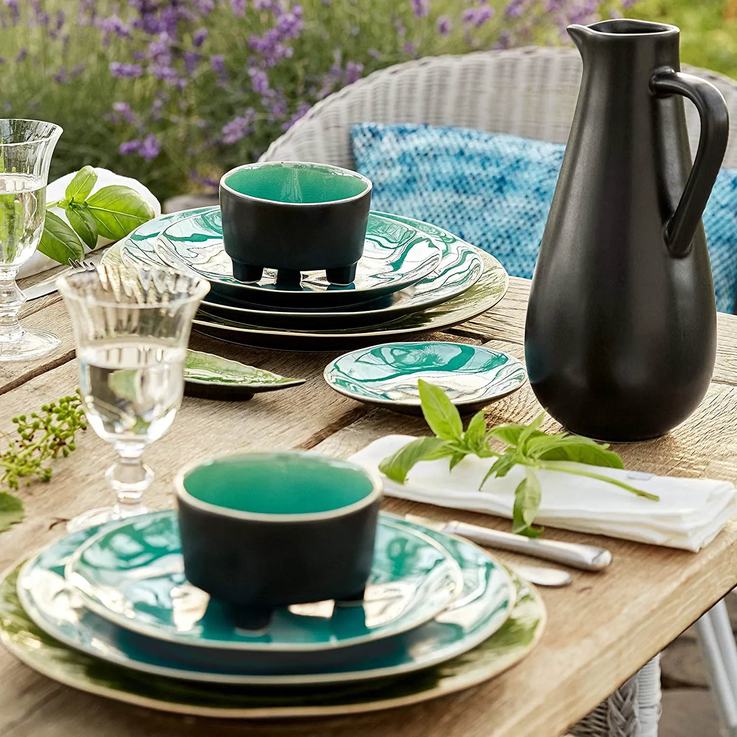 COSTA NOVA Riviera Collection Stoneware Ceramic Soup/Pasta Plate 10", Azur
