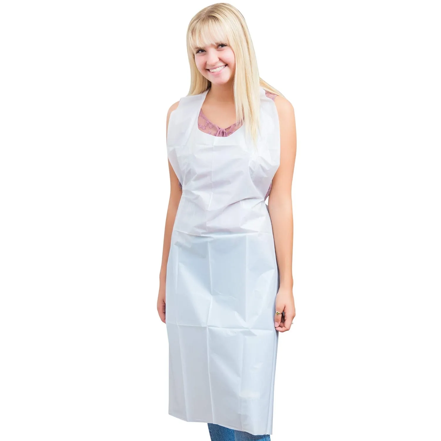 Disposable PE aprons 80 x 125 cm WHITE, 10 pieces