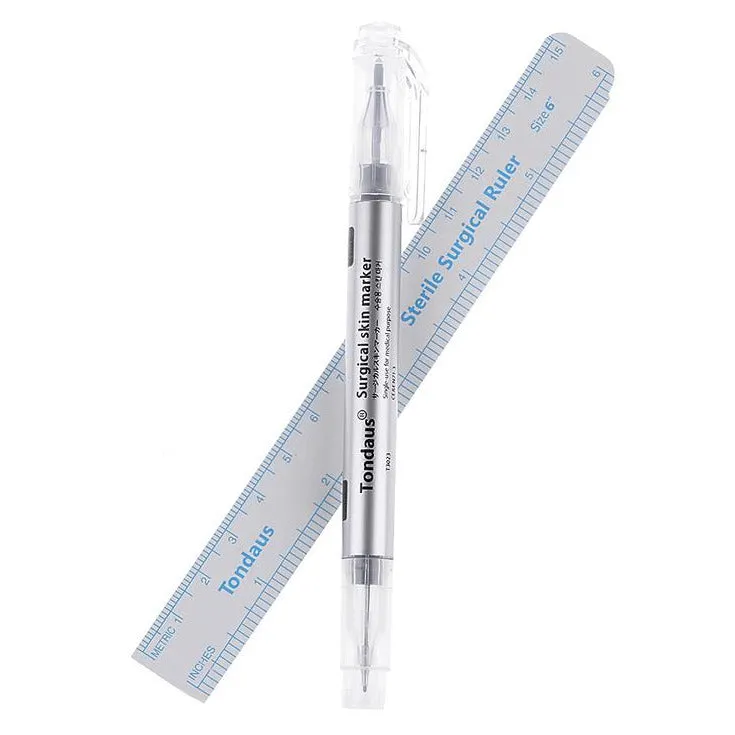 Double sided Surgical Skin Marker   Ruler by TONDAUS, blue