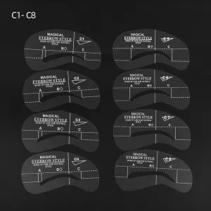 Eyebrow Shaping Template Stencils, models C1 - C8