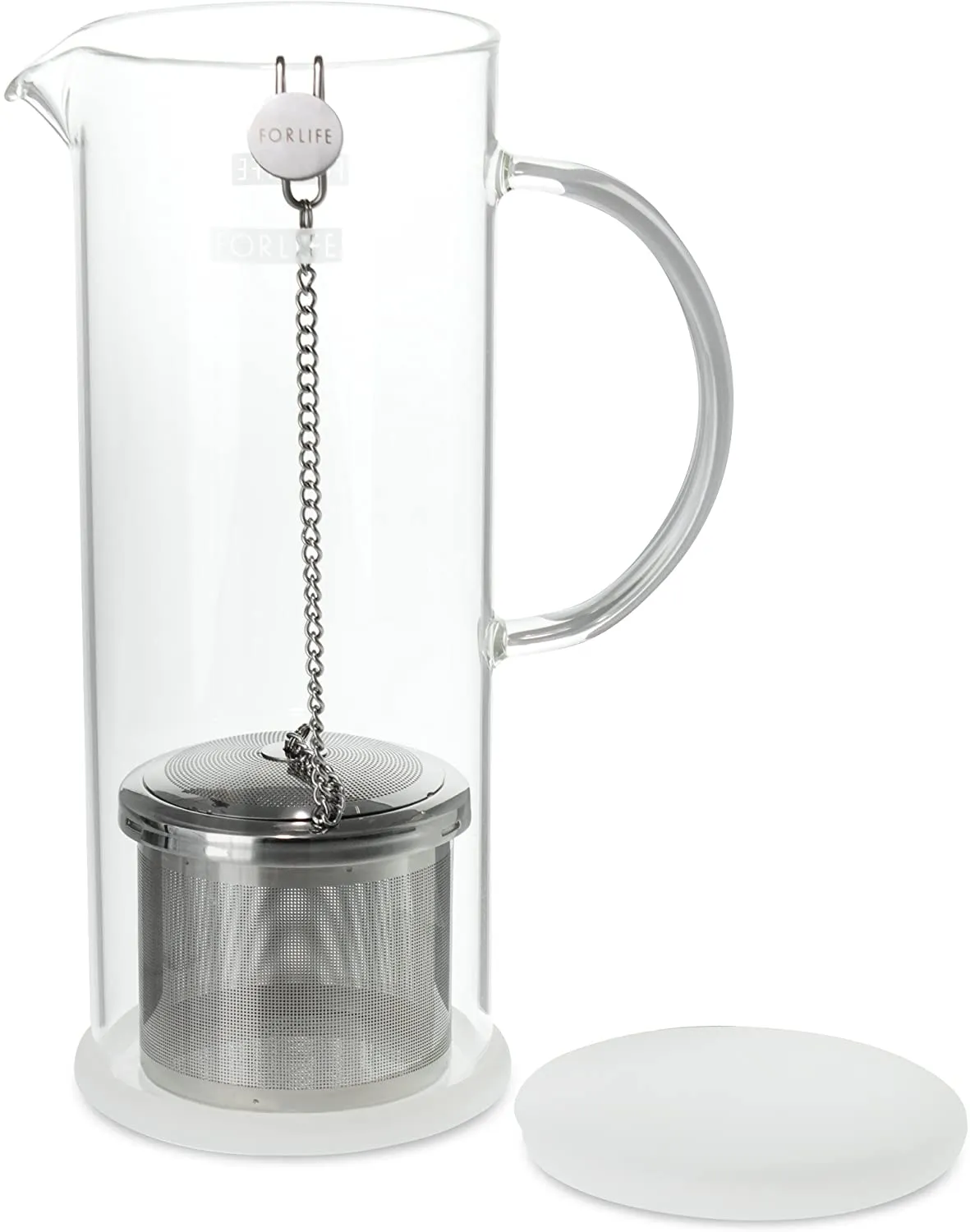 FORLIFE LUCENT Glass Iced Tea Jug with Capsule Infuser, 48-Ounce, Frost