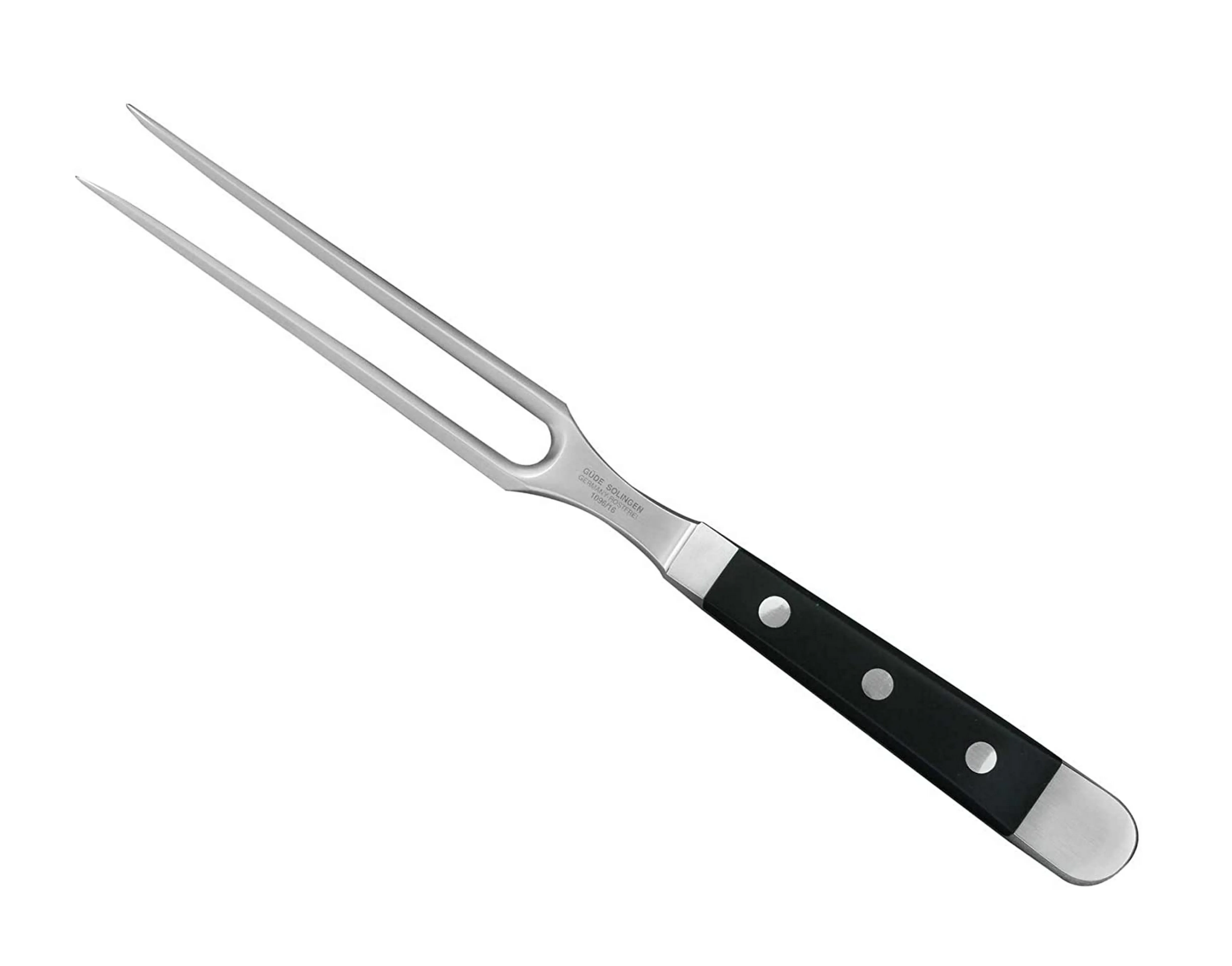 Güde Alpha Series Hand Forged Ice Hardened Stainless Steel Hostaform Handle Carving Fork, 6-Inch