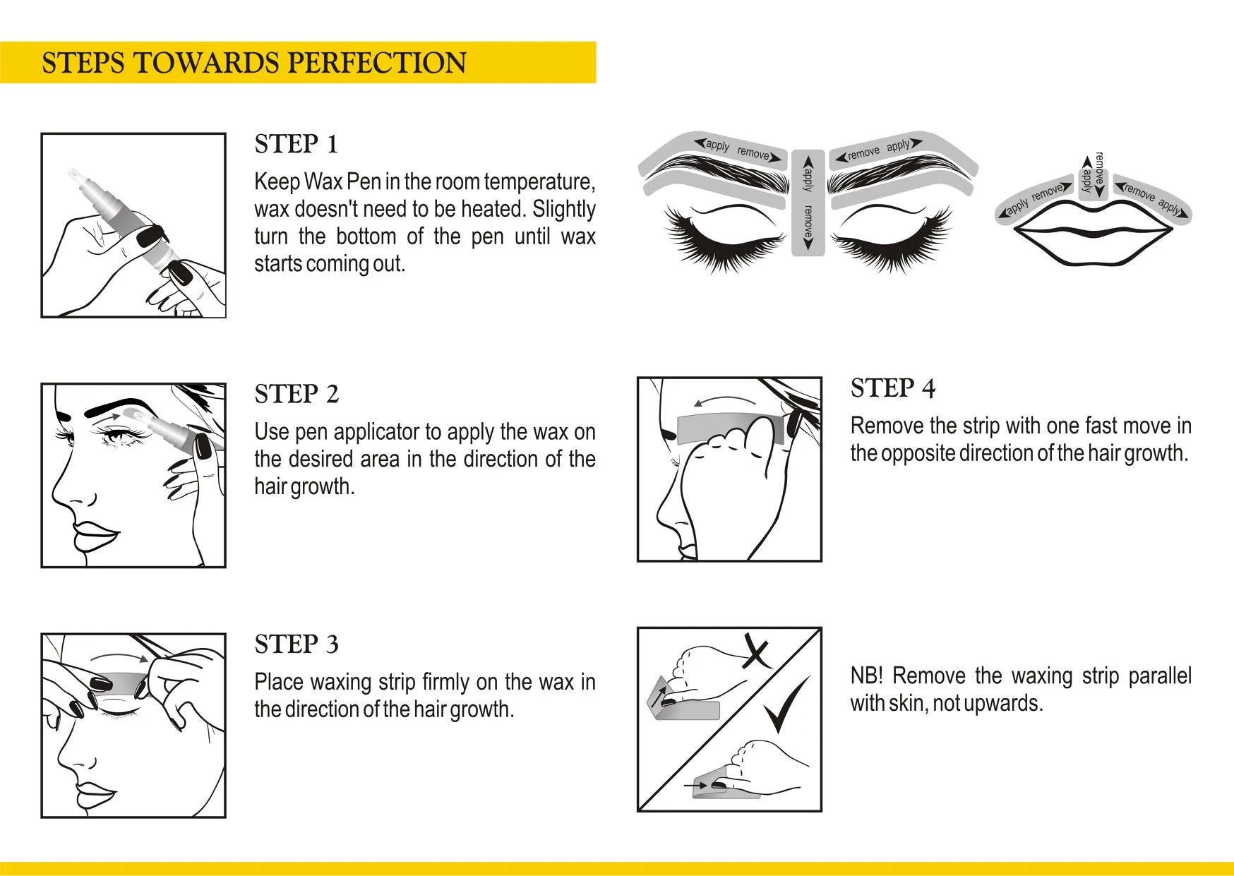 Glam Lashes WAX Pen Brows & Face for all skin types   20 waxpaper