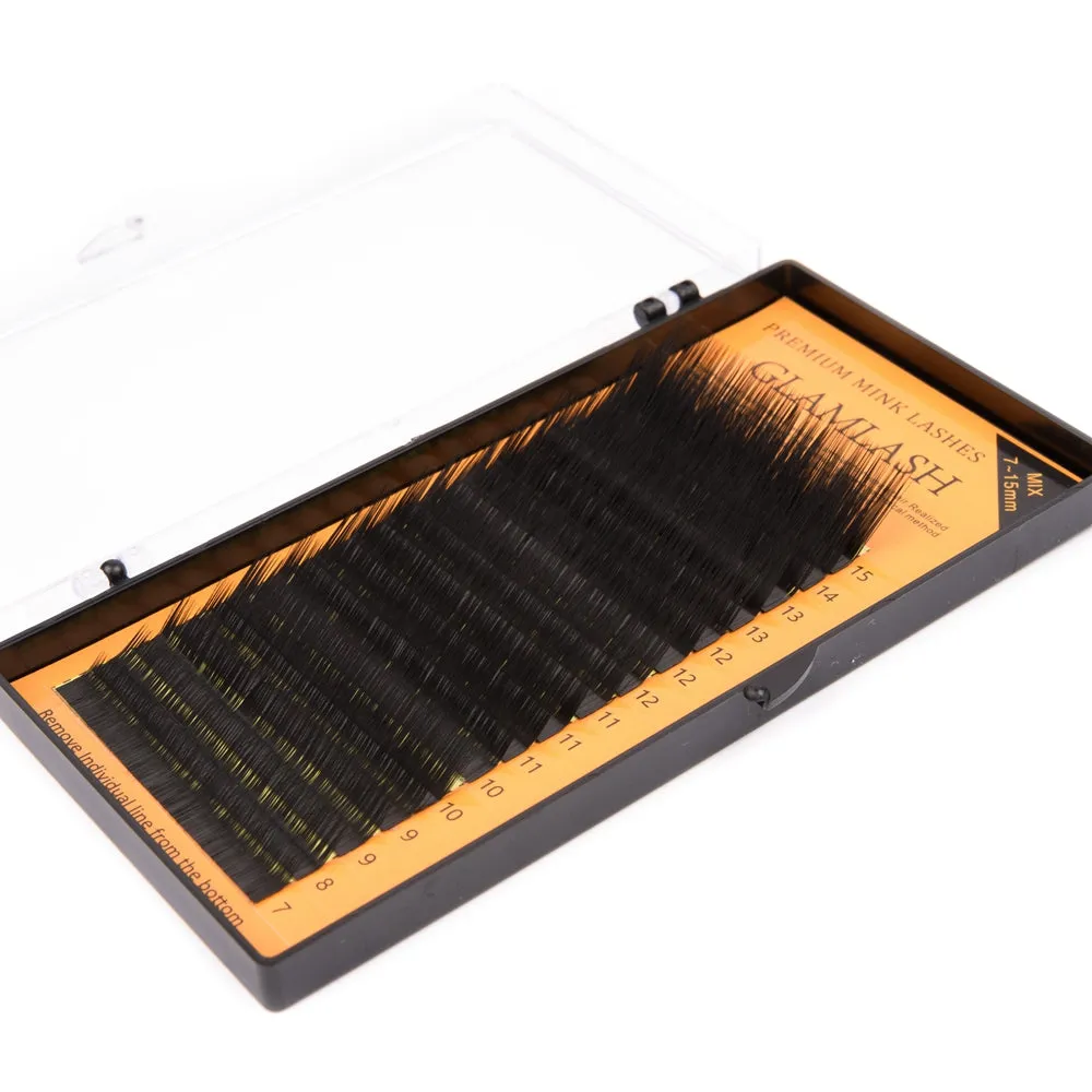 GlamLash eyelash extensions L-0.07-MIX, 7-15 mm