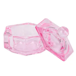 Glass dappen DISH for beauty procedures with lid, PINK