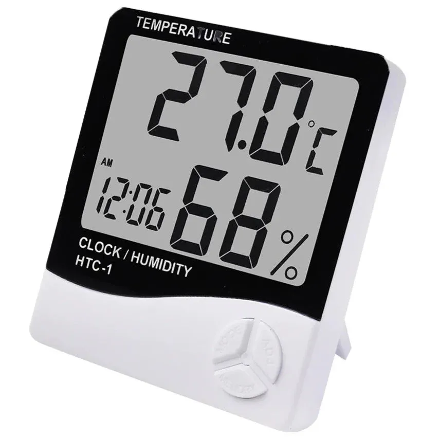 LCD Digital Temperature & Humidity Meter, with clock