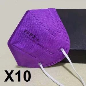 Medicine face mask KN95 respirator FFP2, BRIGHT VIOLET x 10 pieces