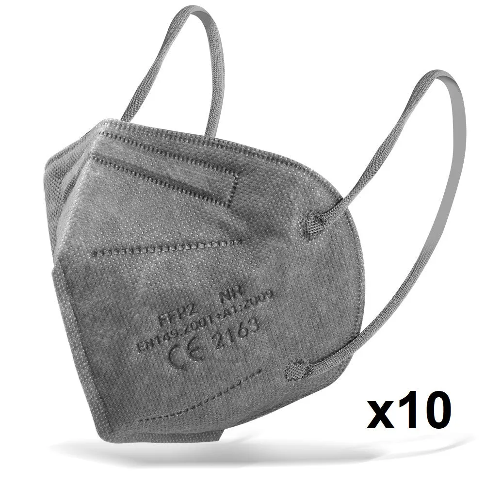 Medicine face mask KN95 respirator FFP2 pack of 10, GREY