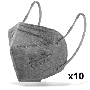 Medicine face mask KN95 respirator FFP2 pack of 10, GREY