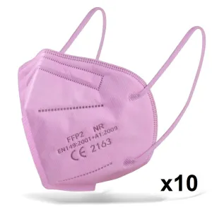 Medicine face mask KN95 respirator FFP2 pack of 10, PINK