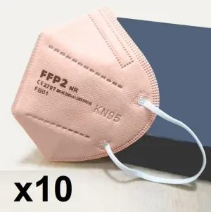 Medicine face mask KN95 respirator FFP2, PINK SKIN TONE x 10 pieces PACK