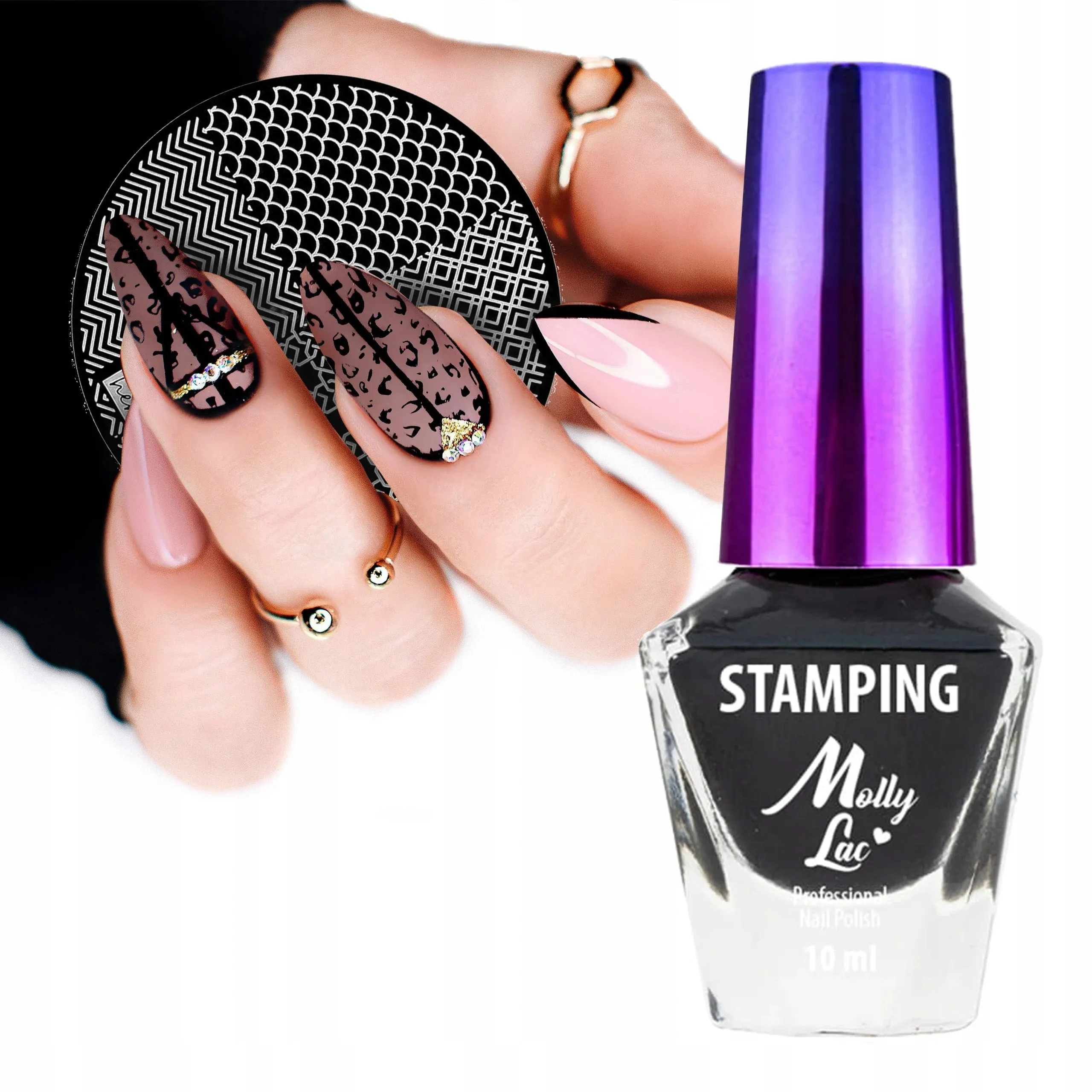 Molly Lac design polish for Konad nail stamping art BLACK, 10ml