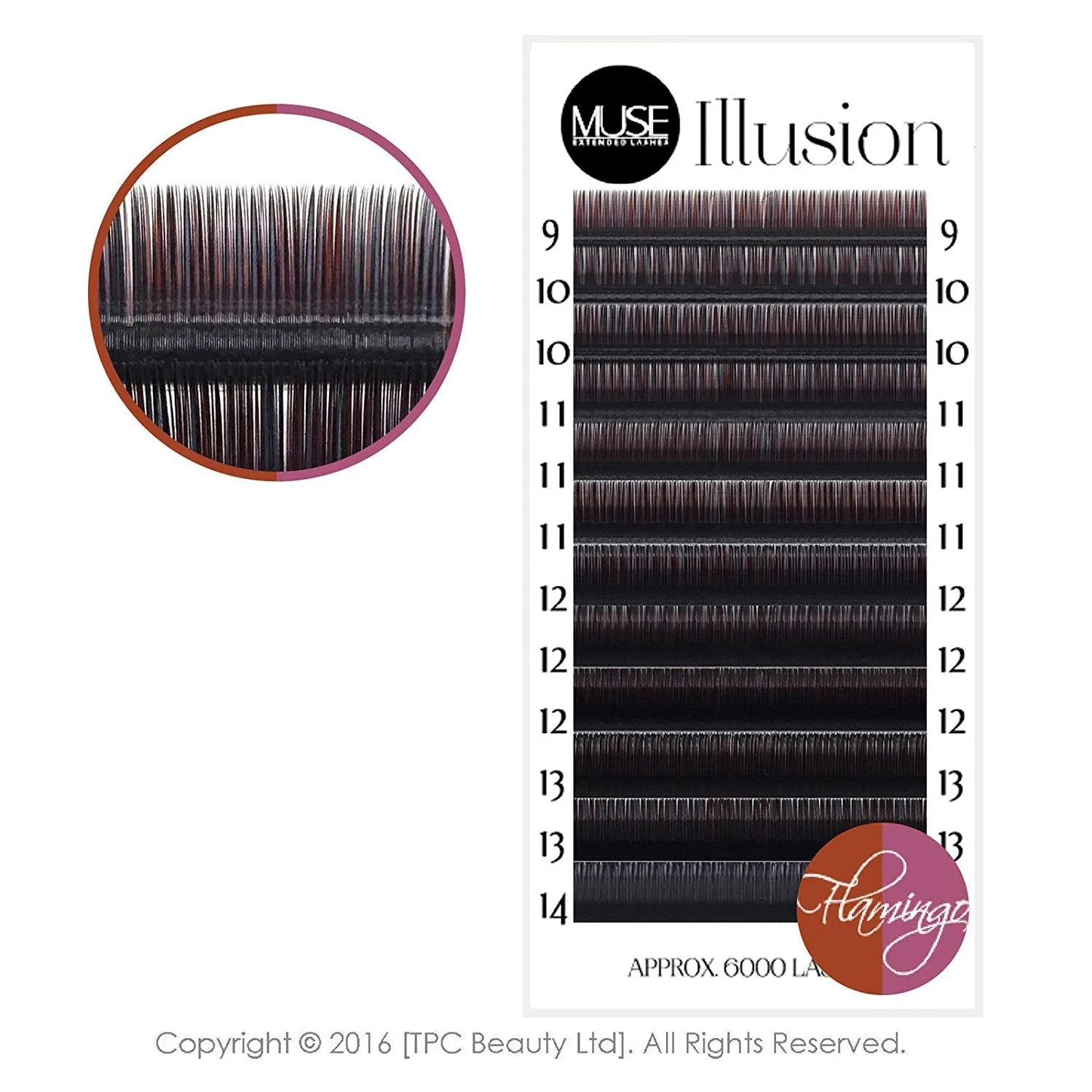 Muse Illusion Color lashes for eyelash extensions MIX-0.07-C, FLAMINGO