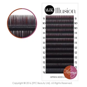 Muse Illusion Color lashes for eyelash extensions MIX-0.07-C, FLAMINGO