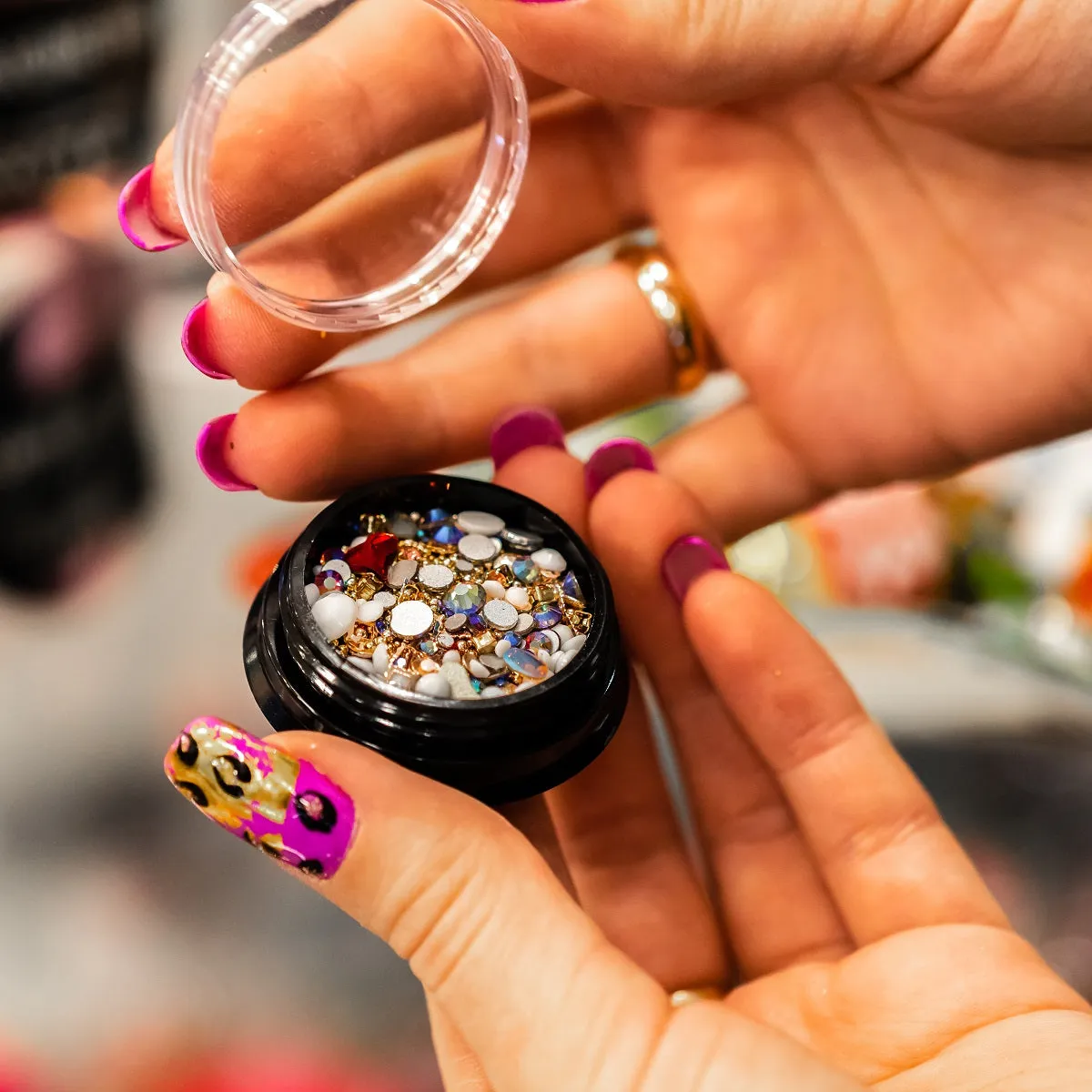 Nail Art design - mix of luxurious JEWELRY, different types
