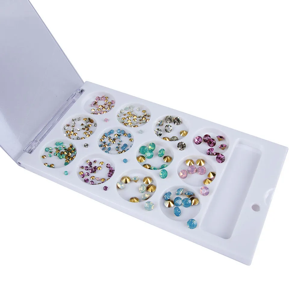 Nail design opal cubic crystals, MIX of sizes & colors