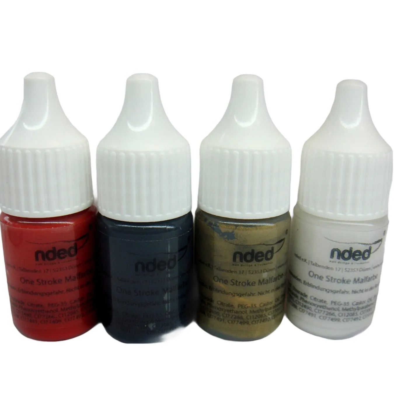 NDED one stroke Malfarbe acrylic paint 8 ml, silver, gold, red & black