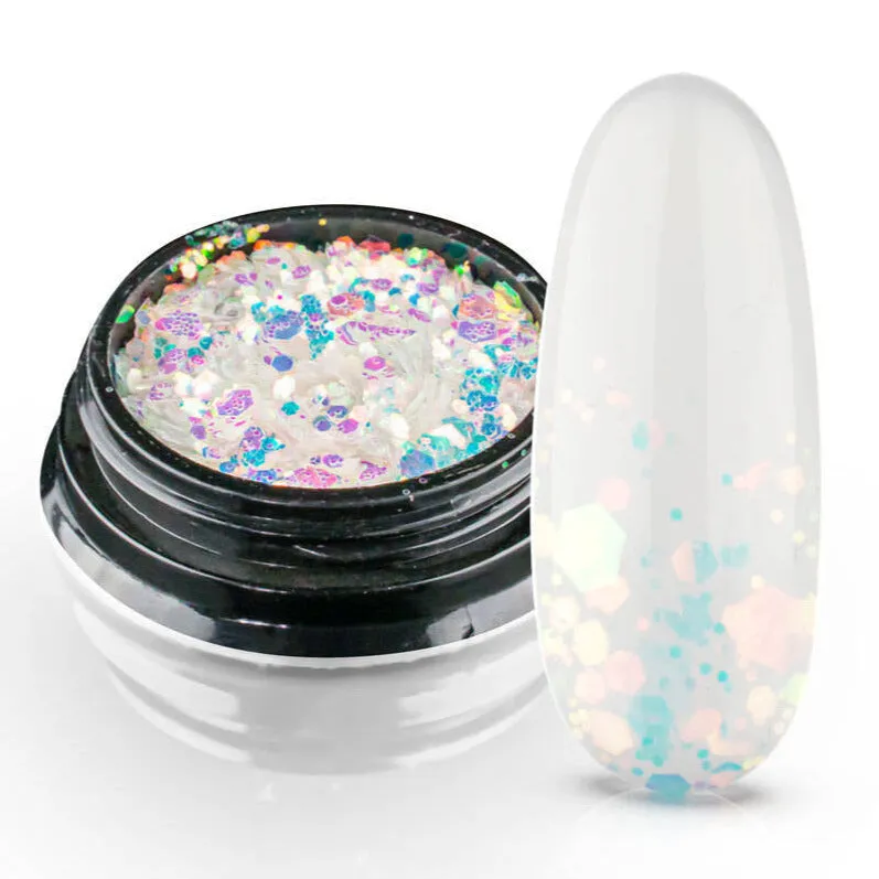 NEW! White Princess nails design sequins