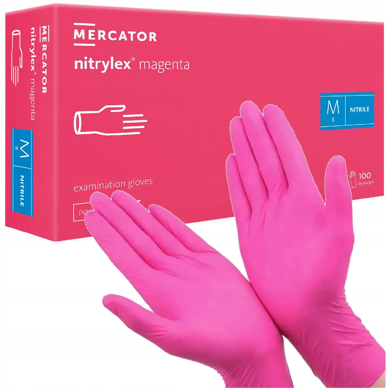 NITRYLEX Nitrile PINK gloves 100 pieces, size XS, S or M