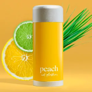 PEACH NOT PLASTIC DEODORANT STARTER KIT | REFILLABLE SET WITH ALUMINUM-FREE DEODORANT STICK & FOREVER CASE | 48 HOUR PROTECTION |CITRUS VETIVER