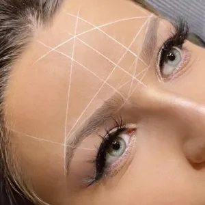 Pre-Inked Mapping String eyebrow design thread, WHITE