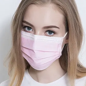 Protective face masks 3-play 50 pieces, PINK