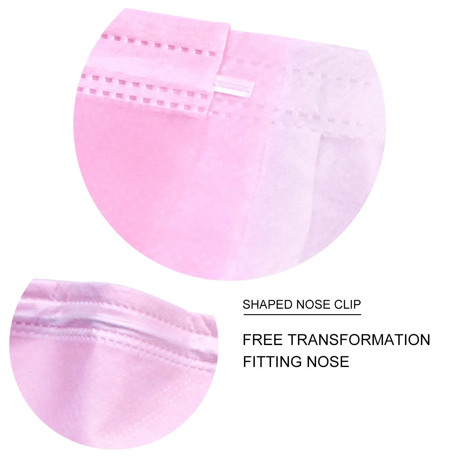 Protective face masks 3-play 50 pieces, PINK