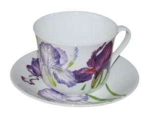 Roy Kirkham Jumbo Breakfast Cup and Saucer in Iris Design