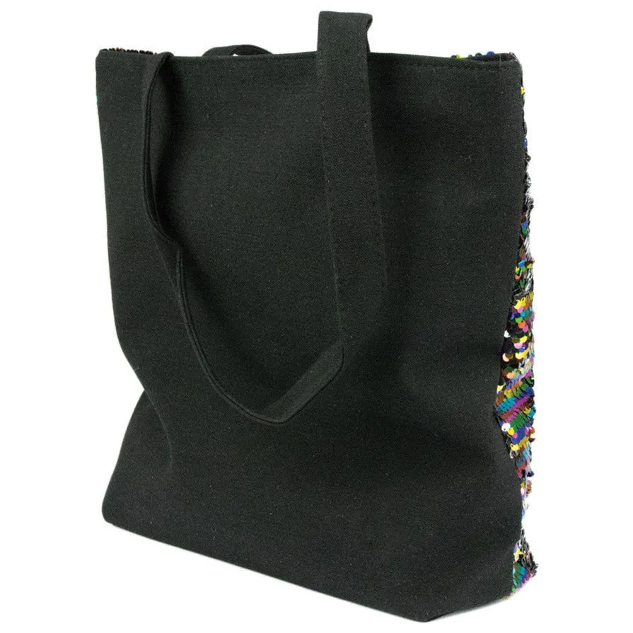 Shiny bag with zipper 38 x 33 x 15 cm, RAINBOW-SILVER