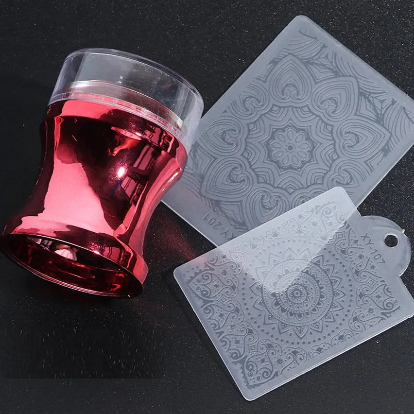 Silicone nail art stamper   2 scrapers for Konad stamping, RED