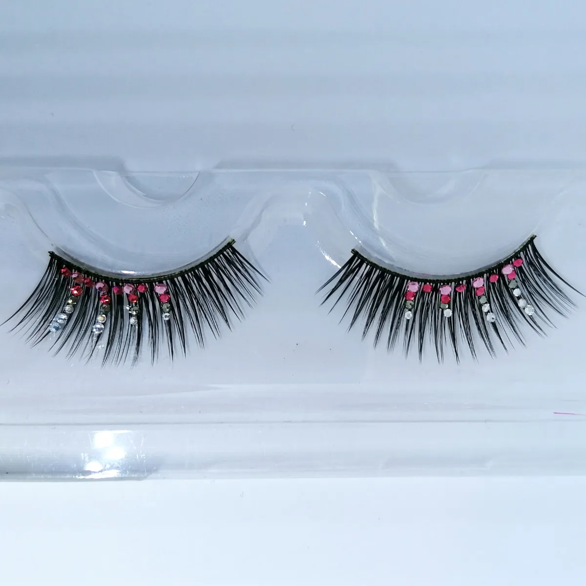 Strip flare lashes in line for make-up, PINK CRYSTALS