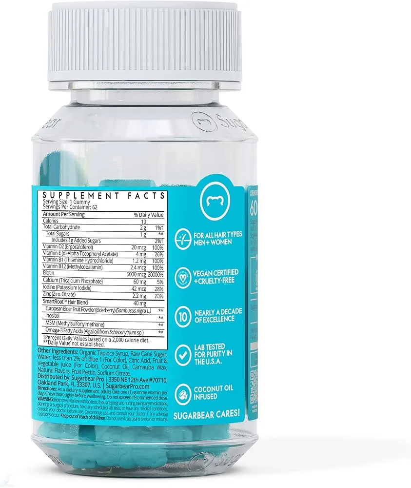 SUGARBEAR PRO HAIR TAMIN HAIR VITAMIN ( 32 GUMMIES) 1 GYMMY PER DAY NEW FORMULA