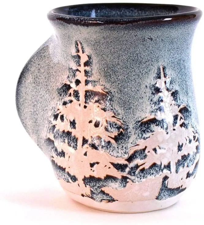 TAG Forest Hand Warmer Coffee Tea Hot Chocolate Mug Stoneware 18oz Navy Blue