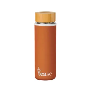Tease Tea Glass & Bamboo Tea Tumbler 3 in 1 Versatile Infuser to Brew Tea, Coffee, Fruit Water Infused Drinks Mocktails, Includes Neoprene Sleeve Handle, Bamboo Lid, Airtight Leak-Proof 450ml (Cinnamon)
