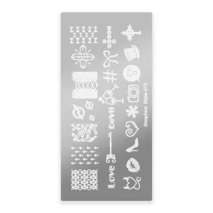 Template for Konad nail stamping art 012, 60 x 120 mm