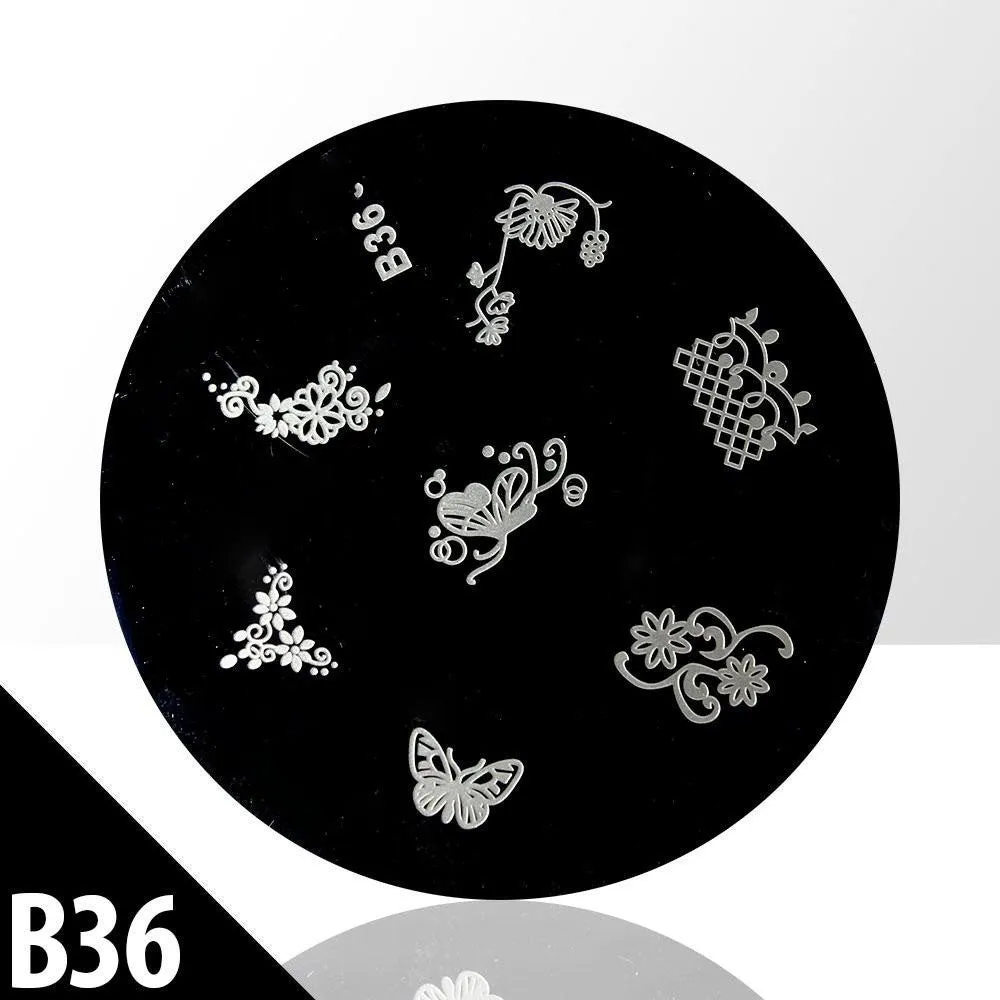 Template for Konad nail stamping art, B36