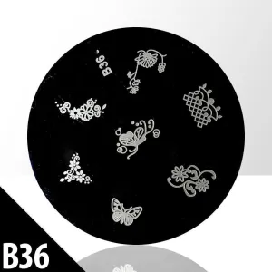 Template for Konad nail stamping art, B36