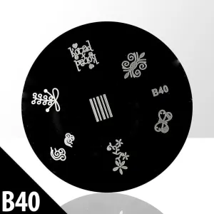 Template for Konad nail stamping art, B40