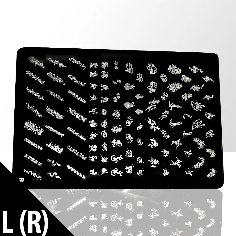 Template for Konad nail stamping art, large L(R)