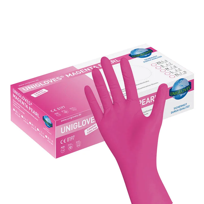 Unigloves nitrile gloves 100 pieces XS, S or M, MAGENTA Pearl